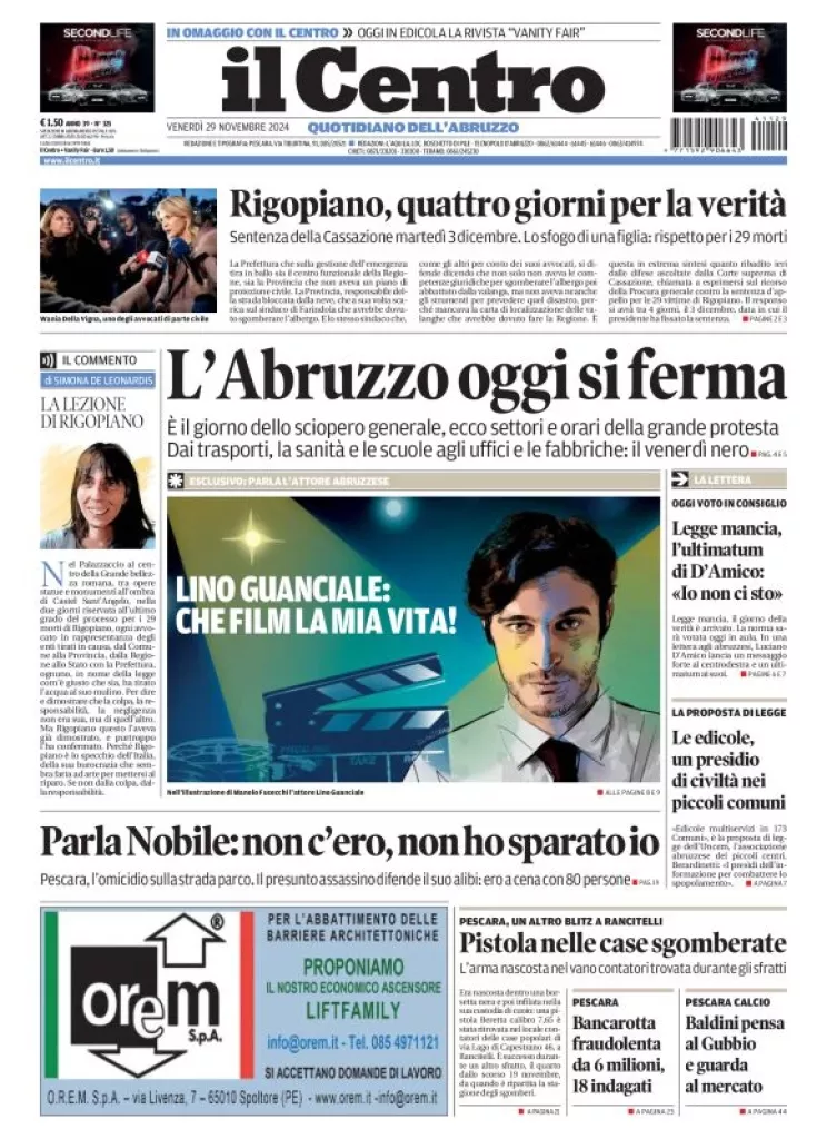 Prima-pagina-il centro-oggi-edizione-del-2024-11-29